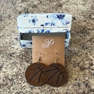Plunder Brown Basketball Earrings